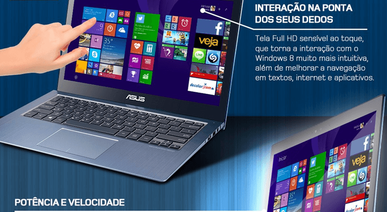 ULTRABOOK ASUS TOUCH CORE I5 4GB RAM HD SSD 16GB + HD500  WIN10 TELA LED 13 C/ PLACA DE VÍDEO GFORCE 2GB