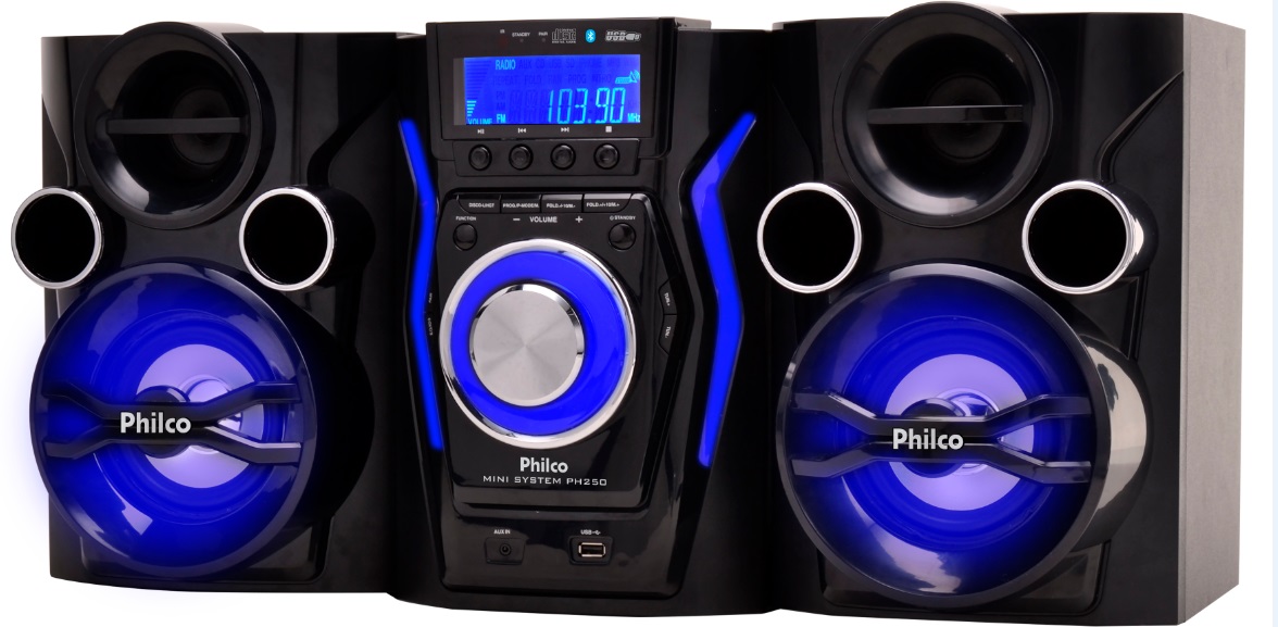 MINI SYSTEM PHILCO 160w FM USB MP3 Bluetooth, Rádio CD, CD-R/RW