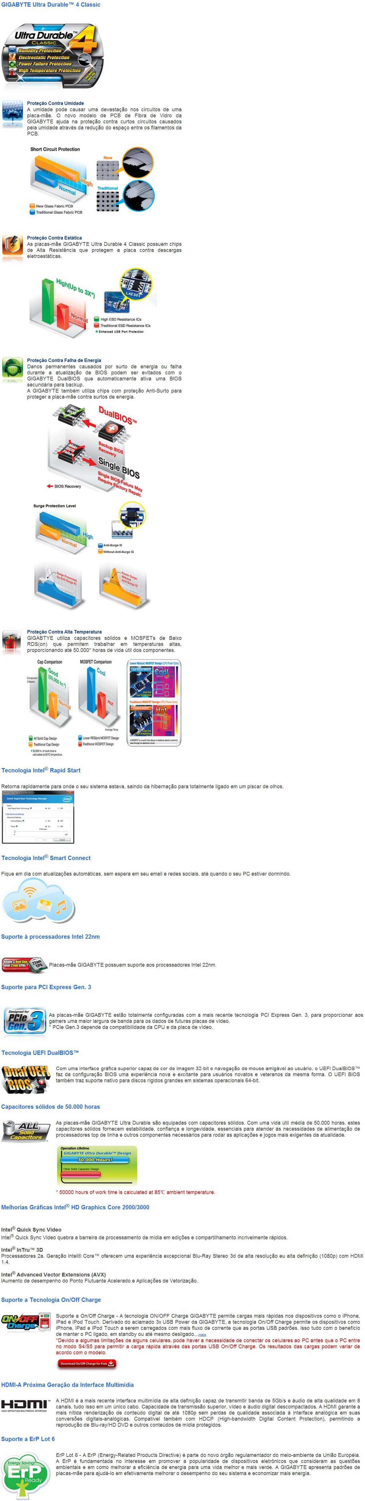 PLACA MÃE GIGABYTE LGA 1155 INTEL i3/i5/i7 PLACA MÃE GIGABYTE LGA 1155 INTEL i3/i5/i7
