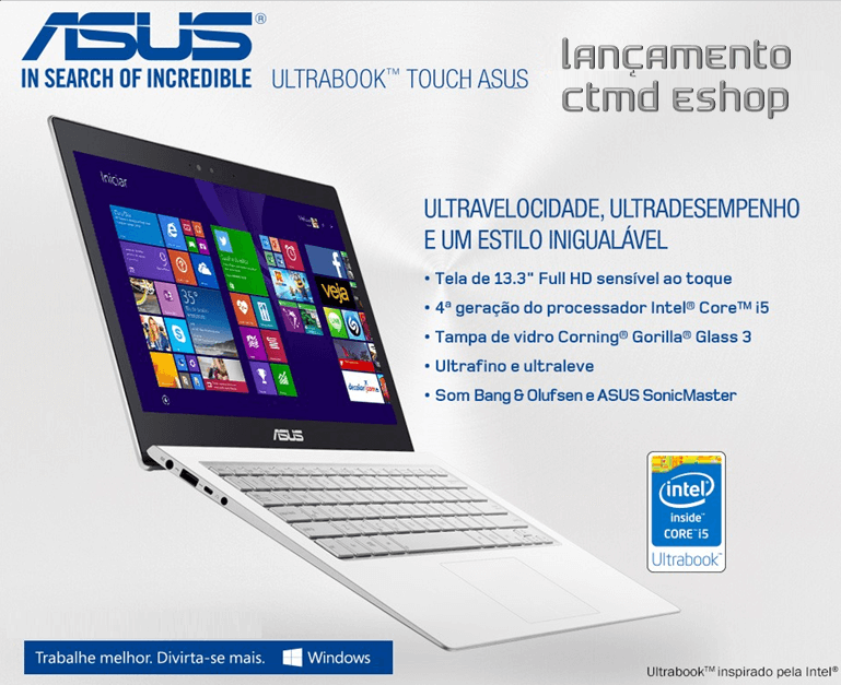 ULTRABOOK ASUS TOUCH CORE I5 4GB RAM HD 128GB WIN10 TELA LED 13 ULTRABOOK ASUS TOUCH CORE I5 4GB RAM HD 128GB WIN10 TELA LED 13