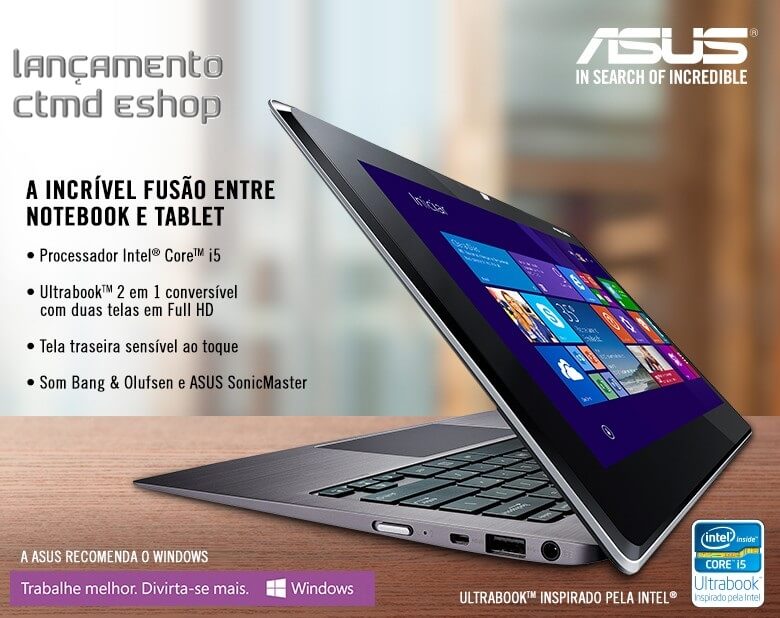 ULTRABOOK + TABLET ASUS CORE I5 4GB RAM HD 128 SSD TELA 11TAICHI21-CW003H ULTRABOOK + TABLET ASUS CORE I5 4GB RAM HD 128 SSD TELA 11TAICHI21-CW003H