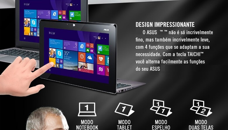 ULTRABOOK + TABLET ASUS CORE I5 4GB RAM HD 128 SSD TELA 11TAICHI21-CW003H ULTRABOOK + TABLET ASUS CORE I5 4GB RAM HD 128 SSD TELA 11TAICHI21-CW003H