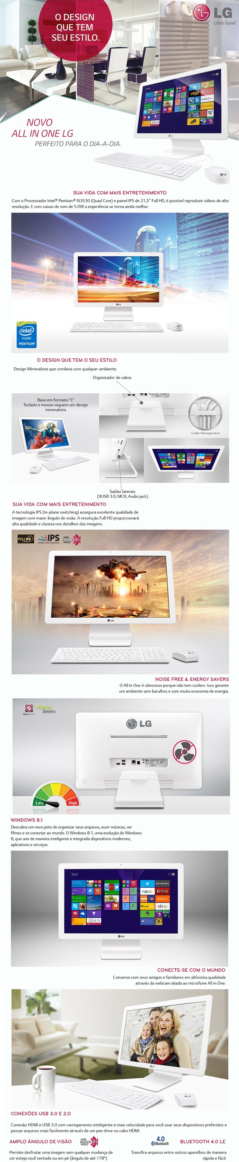 COMPUTADOR ALL IN ONE LG 4GB RAM HD 500GB TELA LED 21 FULL HD USB COMPUTADOR ALL IN ONE LG 4GB RAM HD 500GB TELA LED 21 FULL HD USB