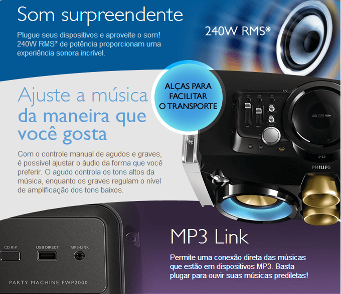 MINI SYSTEM PHILIPS 240W USB HIFI RMS KARAOKÊ MP3 MINI SYSTEM PHILIPS 240W USB HIFI RMS KARAOKÊ MP3